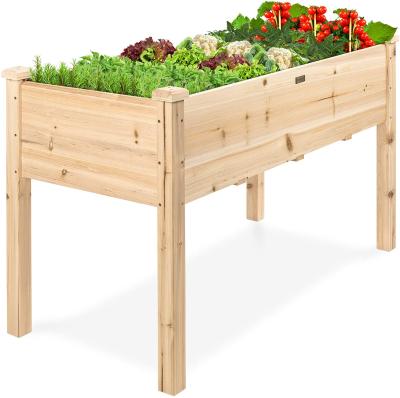 China Modern Raised Garden Bed Raised Wooden Planter Box Rack For Backyard, Patio w/Bed Liner for sale