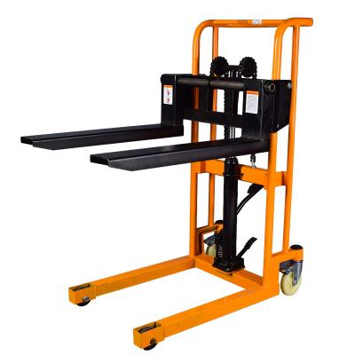 China Garment Shops Hand Manual Pallet Powered Hydraulic Lifting Stacker 400kg 1.6m Pallet Stacker Forklift for sale