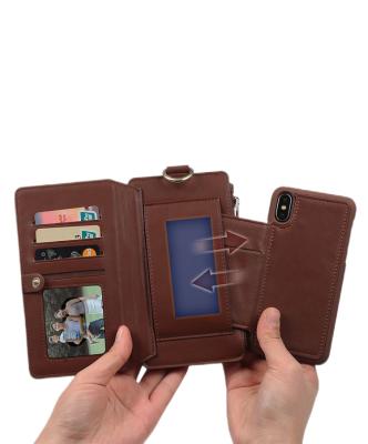 China 2021 New Design Multifunctional Anti-fall Zipper Phone Wallet Case With Detachable Back Cover for sale