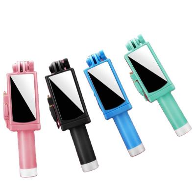 China Stainless steel and mini selfie stick hot selling silicone wire control folding selfie stick for sale