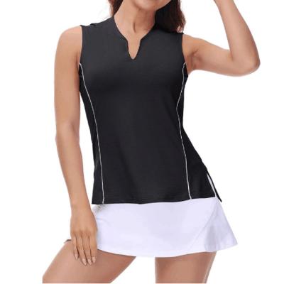 China Anti-Wrinkle Golf Polo Shirt V-Neck Sleeveless Tennis Tank Top for sale