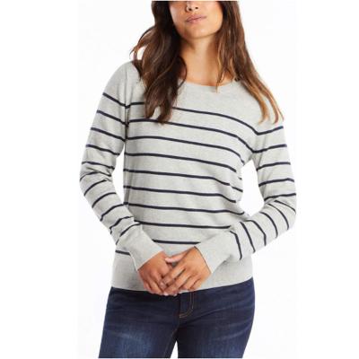 China Long Sleeves Anti-Pilling Cotton Striped Crewneck Sweater for sale