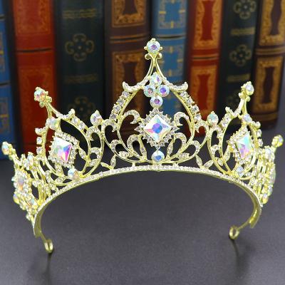 China Handmade Queen Crystal Crown Bridal Headdress Jewelry Baroque Crown Multicolor Environmental Friendly Vintage Wedding Accessories Decoration for sale