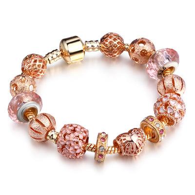 China High Grade Environmental Friendly DIY Romantic Rose Gold Charms Bracelet Micro Pave European Zirconia Bracelet Bead Bracelet for sale