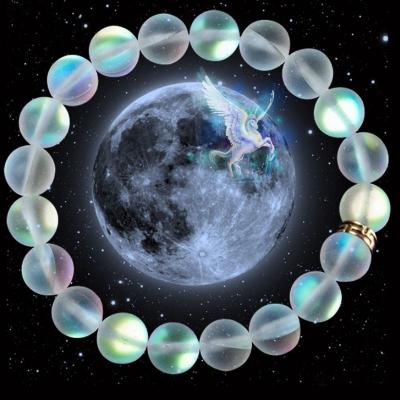 China New Women Yoga Environmental Friendly Men's Jewelry 8mm Moonstone Stone Charm Beaded Bracelet Bangle Shiny Handmade Beaded Bracelet for sale