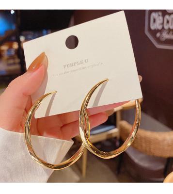 China 2021 Trendy Environmental Friendly Jewelry 18k Real Gold Plated Fancy S925 Sterling Silver Round Vintage Chunky Big Circle Dangle Hoop Earring for sale