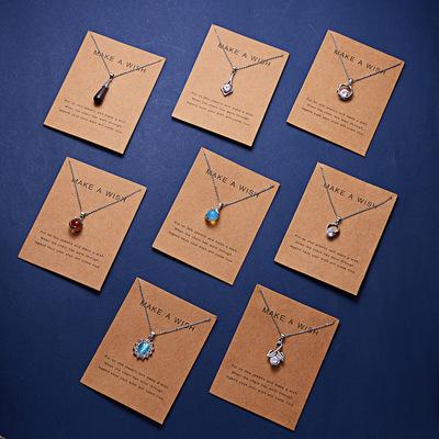 China Wholesale New Fashion Necklace Paper Card Dolphin Crystal Wild Natural Zircon Crystal Stone Environmentally Friendly Women Low Price Pendant for sale