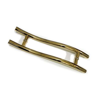 China Stainless Steel Modern Commercial Glass Door Pull Handle S Type Polished Ti Gold Long Glass Door Handles for sale