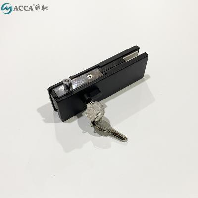 China Black Matt Glass Door Locks Clamp Swing Door Patch Lock Glass Door Patch Fitting for sale