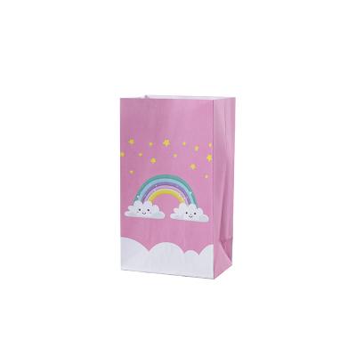 China New Rainbow Square Small Packing Paper Nut Bag Handmade Snacks Gift Flat Bottom Bottom Paper Bag for sale