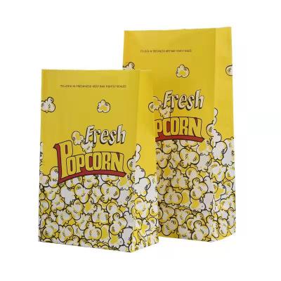 China Manufacturer Supply Recyclable Leakproof Popcorn Paper Bag Food Bag Candy Cartoon Open Window Square Bottom Paper Bag for sale