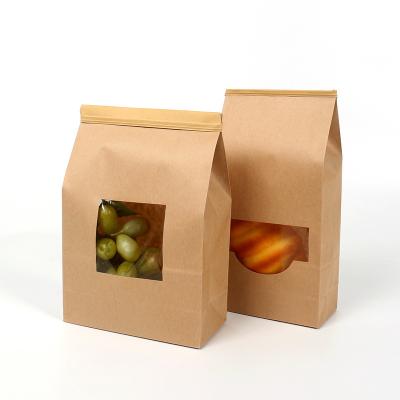 China Custom Logo Kraft Paper Bag Toast Bread Bag Materials Recycled Food Packaging Baking Paper Bag With Window for sale