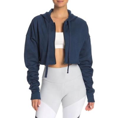 China Breathable New Style Customize Fitness Crop Hoodie Jackets Low Price Ladies Gym Yoga Jackets Top Women for sale