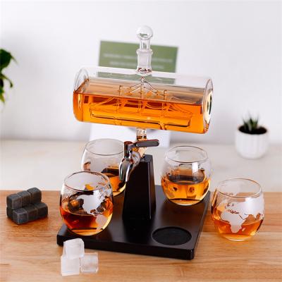 China Creative Decanter Glasses Dispenser 1000ml With Tumbler 4 Whiskey Glasses Whiskey Decanter For Vodka for sale