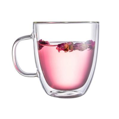 China Sustainable Double Wall Milk Coffee Mug Espresso Cup Luxury Double Wall Clear Glass Cup for sale