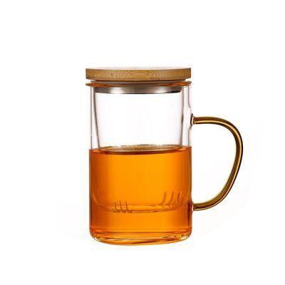 China Viable large capacity thickened glass cup with lid for water separation tea and tea cup for sale