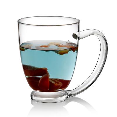 China Viable Clear Double Wall Coffee Clear Beer Tea Sublimation Printing Glass Mug With Handle for sale