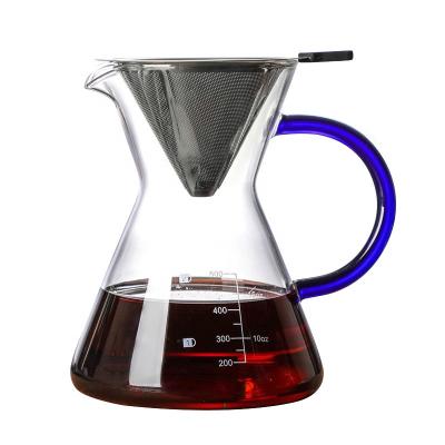 China Cheap Sustainable Price 500ml Transparent Borosilicate Glass Coffee And Teapot With Handle for sale