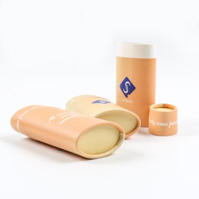 China 10g~100g Kraft Paper Cylinder Deodorant Cosmetic Paper Tube Lift Up Deodorant Round Sunscreen Eco-friendly Containers Biodegradable for sale