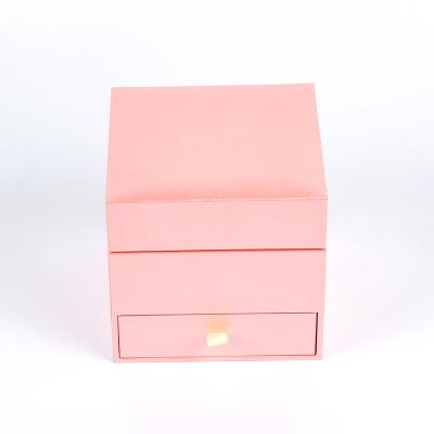 China Factory Price Recyclable Custom Pink Elegant Perfume Lash Boxes Gray Board Lid And Base Drawer Eva Watch Eye Shadow Palette Skin Care for sale