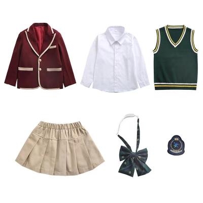 China Breathable England Style Boys Wearing Girls School Uniform Kids Clothing Set International School Uniforms for sale