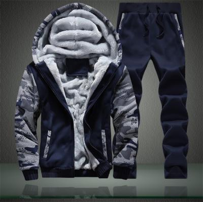 China Winter Men's Breathable Sweatsuit Sets Long Zipper Jogging Custom Men's Thermal Hoodie Men's Suits Tracksuit Training Suit for sale