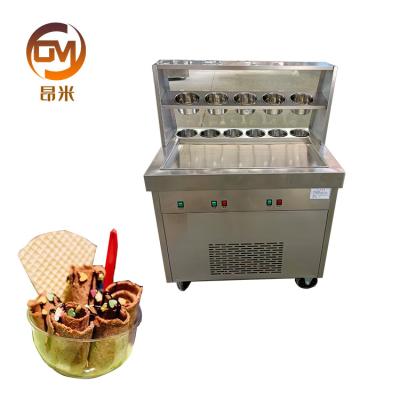 China 2022 Hot Selling Commercial Snacks Factory Double Pan Thick Cut Stir Fried Yogurt Fried Roll Ice Cream Machine for sale