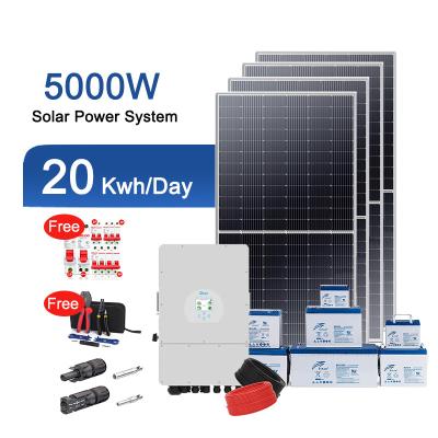 China Home complete set solar panel pv module system 5kw 10kw on grid with tubular deep cycle battery 48v 12v 100ah battery plate for sale