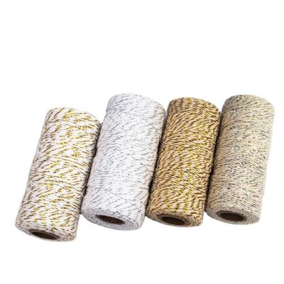 China 1.5mm 2mm Elastic Cotton Rope Macrame Rope Two Color Cotton Wrapping Yarn Holiday Decoration Elastic Rope for sale