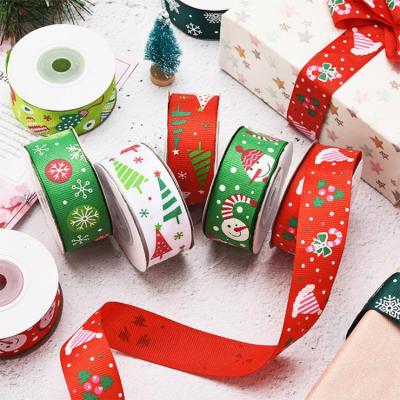 China Wholesale Custom Deer Santa Claus Printed Christmas Ribbons For Merry Christmas High Tenacity Presents, Christmas Decor Ribbons for sale