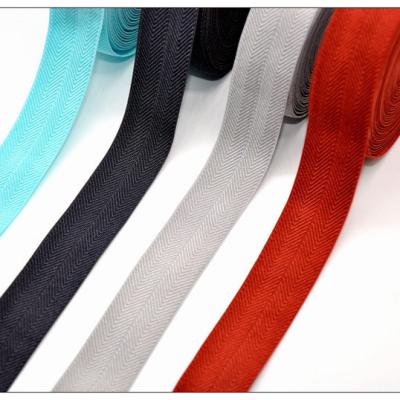 China Eco-friendly 20mm Collapsible Foldable Bifold Folded Belt Elastic Band Cross Stitch Binding Elastic Band for Stockings Jacket for sale