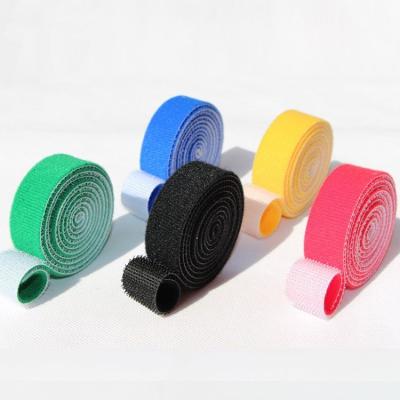 China Sustainable 20mm Mult-function Recycling Colorful Printing Recycling Double Sided Roll Back To Back Hook And Loop Cable Tie Roll for sale