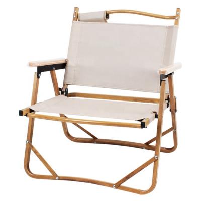 China Outdoor Portable Beach Chair Easy-carry Camping Chairs Folding Beach Camping Chair With Wooden Handle for sale