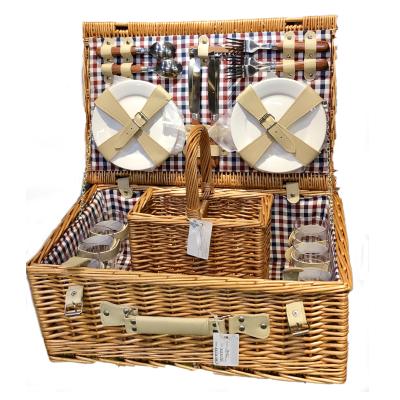 China Wholesale China Gift Wicker Willow Basket Food Picnic Basket Set For 2 4 Person for sale