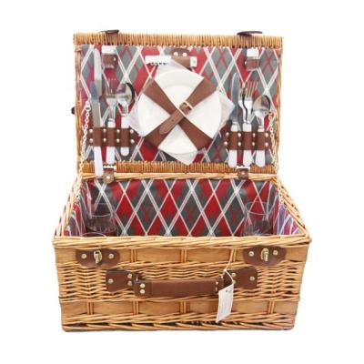 China China Gift Wicker Willow Basket Food Picnic Basket Set With Ice Bag Wholesale for sale