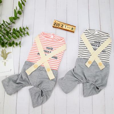 China Sustainable Wholesale Summer Four Legs Stripes Pattern Dog Pet Rompers Pet Clothing Dog Clothes for sale