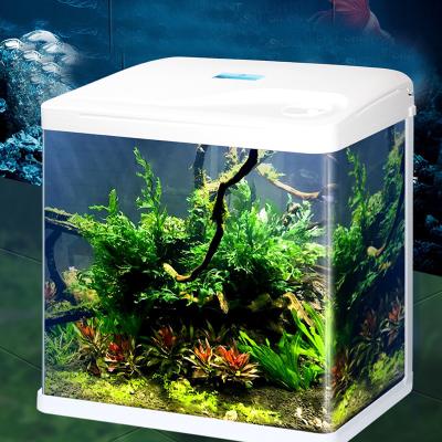 China Mini Tabletop Fish Tank Desktop Fish Tank Viable Living Room Small Glass Aquarium for sale