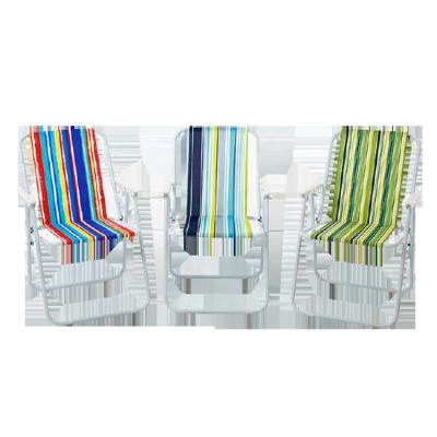 China Eco-freindly Beach Armrest Spring Chair Stripe Leisure Outdoor Folding Luxury Camping Folding Chair for sale