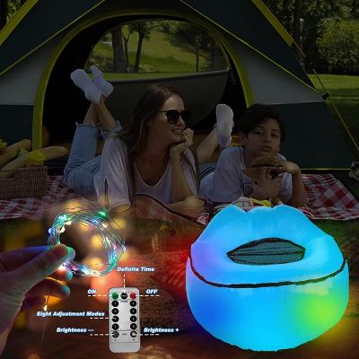 China Durable Stable Portable Kids Camping Chair LED Lights Color Changing Bean Bag Chair Inflatable Chairs Universal With Remote Control for sale