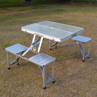 China Eco-freindly Folding Table Chair Outdoor Waterproof Durable Camping Aluminum Alloy Picnic Table Table And Chairs for sale