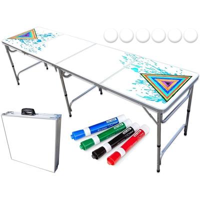 China Eco-freindly beerpong table OEM beer pong table painting Digital drawing board 8ft beer pong table with holes for cups for sale