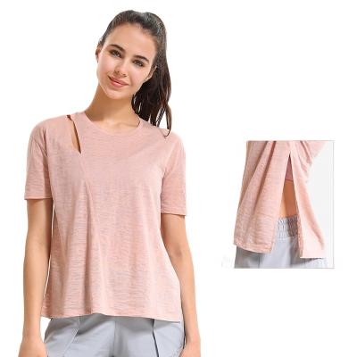 China Fashion two-wear hollow antibacterial blouse T-shirt loose yoga clothes sports t-shirt quick-drying for sale