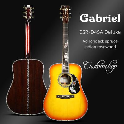 China Gabriel Guitar Store CSR D45 Acoustic Guitar Luxury Custom Adirondack Fir Adirondack Fir & Handmade Indian Rosewood Guitar For Sale for sale