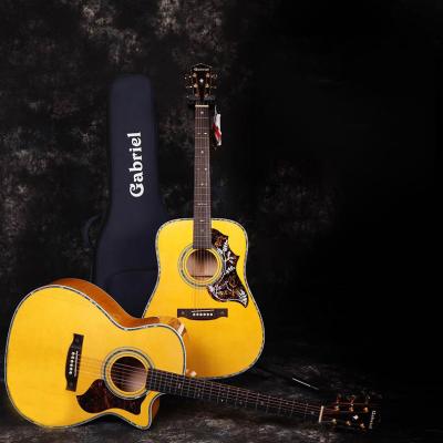 China Handmade 41 inch GR36 Fir Engelmann Single Solid Acoustic Guitar Gabriel Solid Workmanship with Binding and Abalone Inlay at Low Price for sale