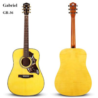 China Solid Engelmann Fir GR36 41 Inch Gabriel Guitar Factory Handmade Folk Electric Acoustic Guitar With Solid Engelmann Fir Wood For Wholesale for sale