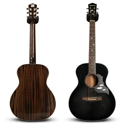 China High Gloss Black Solid Color Fir Sitka Low Price Guitar Manufacturers 36 Inch Single Solid Fir Electric Acoustic Guitar For Traveling for sale