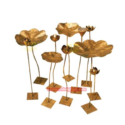 China Europe Luxury Hotel Garden Ornaments Stainless Steel Lotus Decorative Flowers for sale