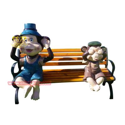 China Europe People Open Resin Sculpture Fiberglass Two Statues Of Cartoon Monkeys Sitting On Lawn Chairs for sale