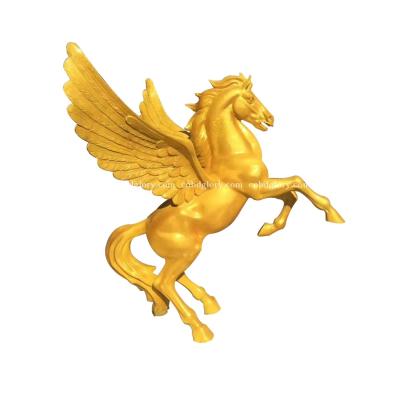 China Europe Fiberglass New Product Sculpt Golden Jumping Flying Horse Statue Garden Sets for sale