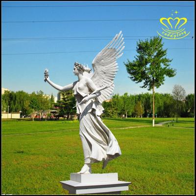 China Natural Stone Arkhangel Metatron Sculpture Figure Statues White Marble Eco - Friendly for sale